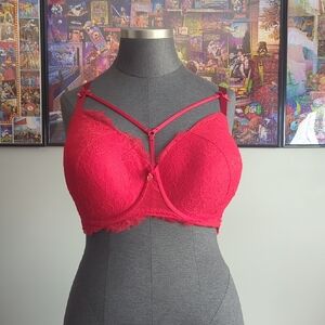 Cacique Vibrant Red Lace Boost Balconette
